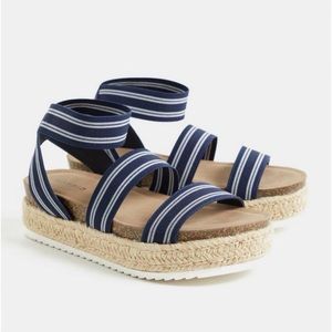NEW Torrid 9 Wide Navy Striped Espadrille Flatform Sandal